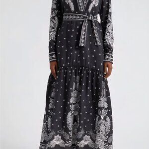 FARM Rio Black Paisley Bloom Maxi-Dress size S
